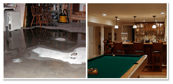 Basement Waterproofing before and after